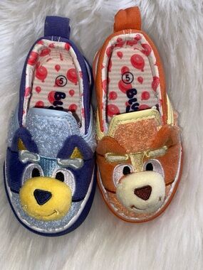 Plush Animal Slip-On Baby Walker Shoes - Blue & Orange